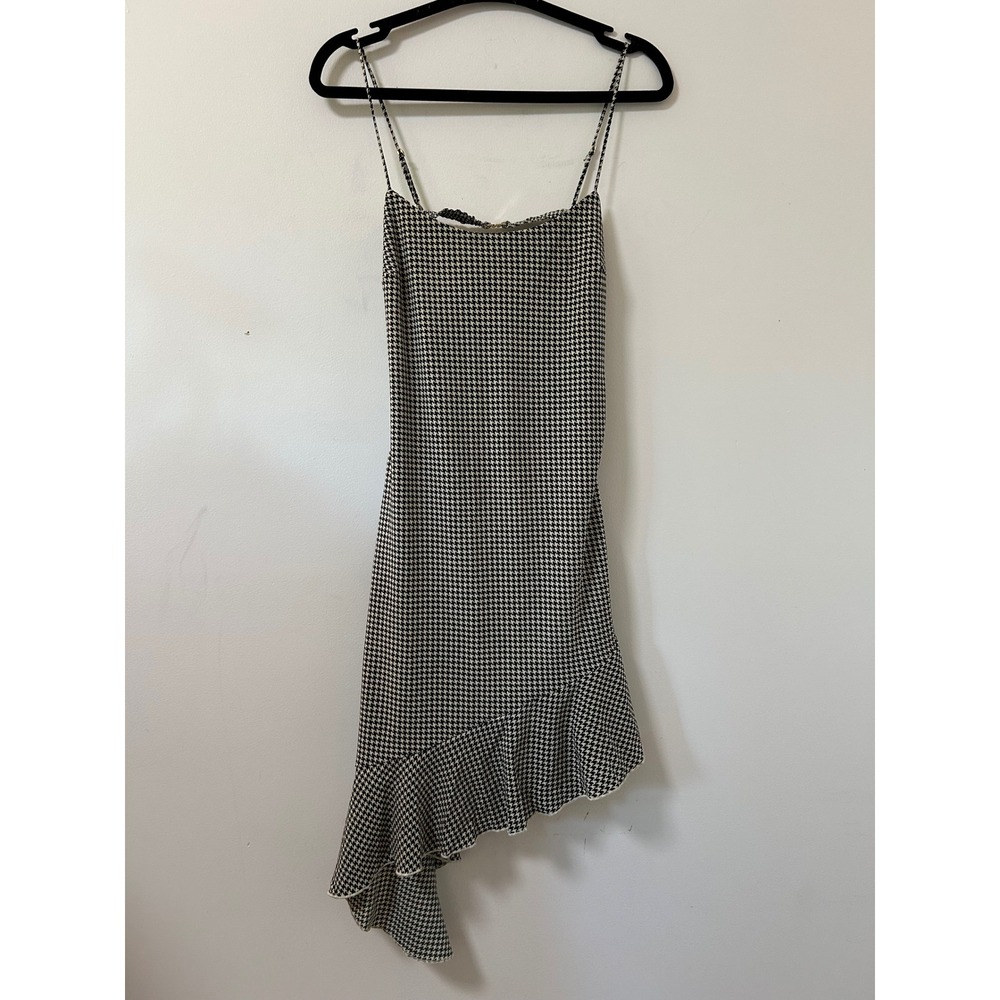 Abercrombie & Fitch Houndstooth Ruffle Mini Dress Women Small Dark Academia
